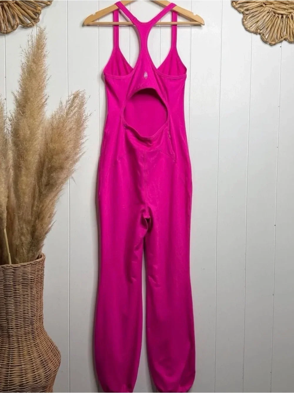FP Movement by Free People Bright Hot Pink Racerback Jumpsuit